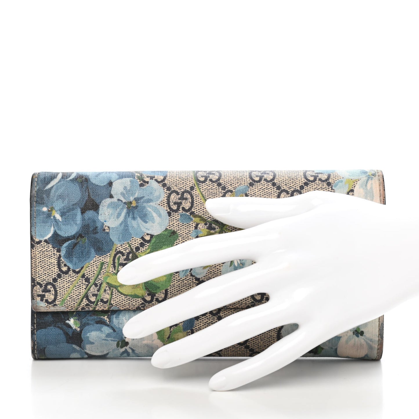 GG Supreme Monogram Blooms Continental Wallet Blue