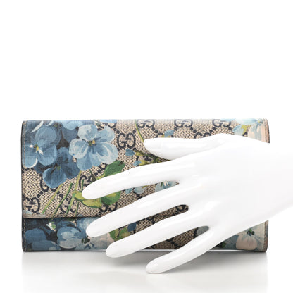Gucci GG Supreme Monogram Blooms Continental Wallet Blue 2 of 10