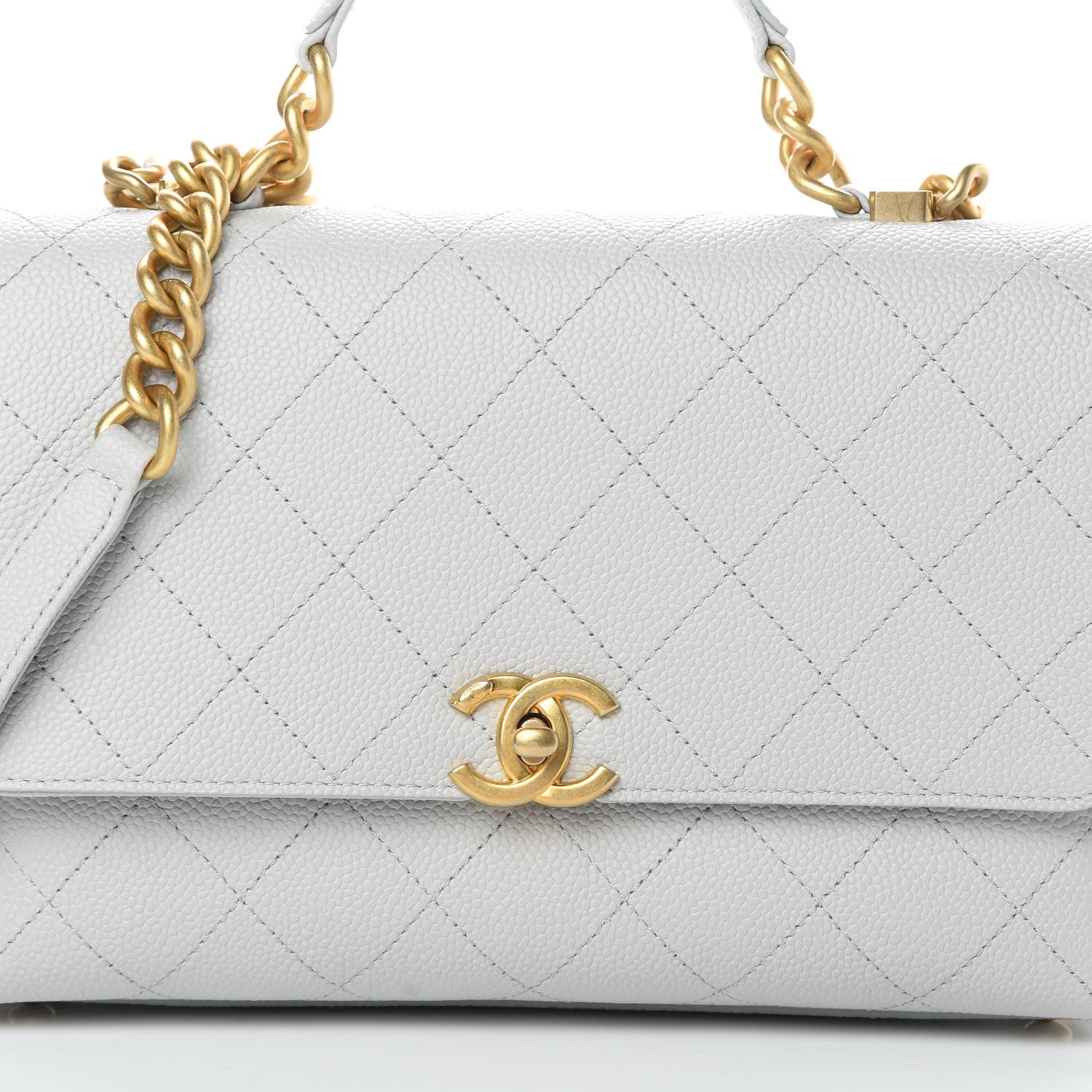 Chanel Grained Calfskin Small Stitched Flap Grey 8 of 10