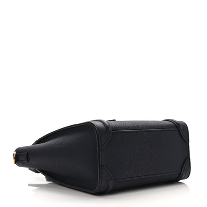 Celine Drummed Calfskin Nano Luggage Navy Blue 4 of 9