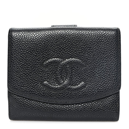 Chanel Caviar Timeless CC Compact French Wallet Black 1 of 9