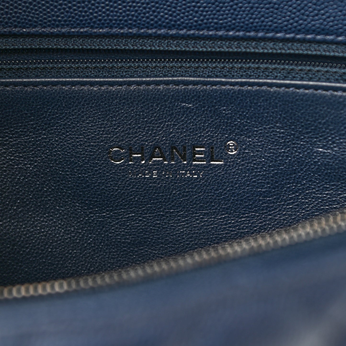 Caviar Lizard Quilted Medium Coco Handle Flap Navy