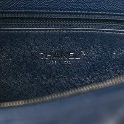 Chanel Caviar Lizard Quilted Medium Coco Handle Flap Navy 8 of 10