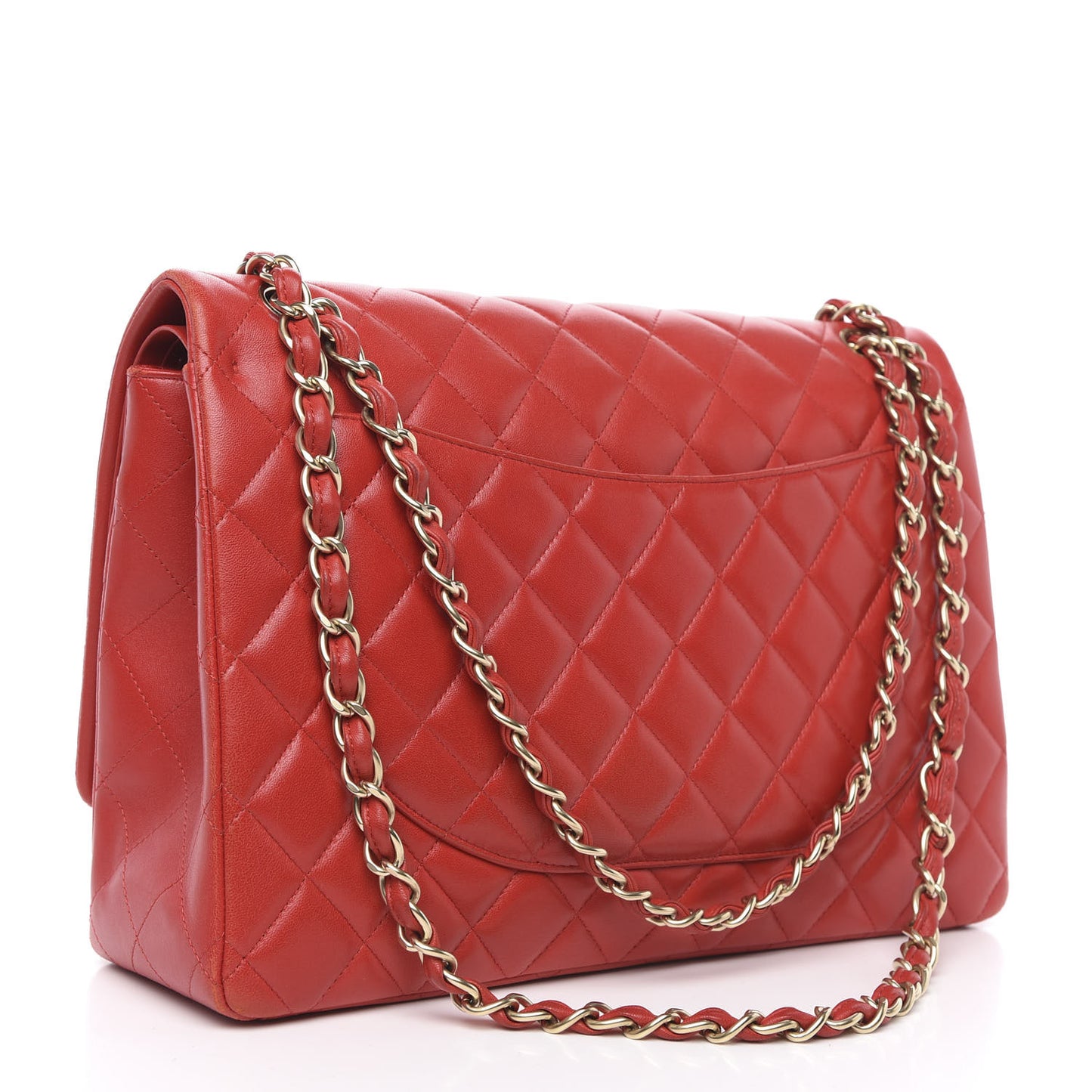 Lambskin Quilted Maxi Double Flap Red