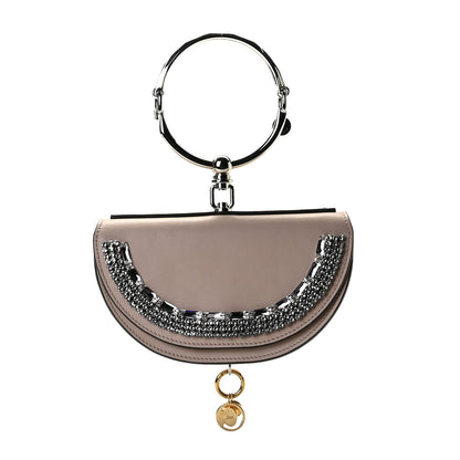 Chloe Calfskin Crystal Embellished Small Nile Bracelet Minaudiere Bag Cement Pink 1 of 8