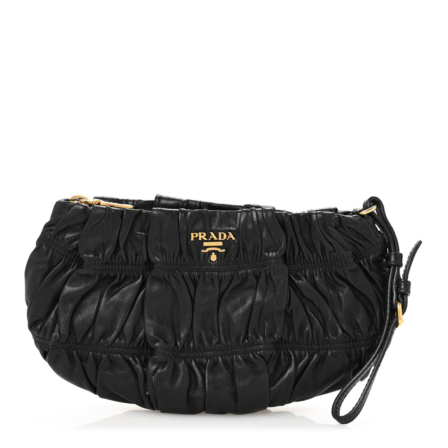 Prada Nappa Gaufre Wristlet Clutch Black 1 of 14