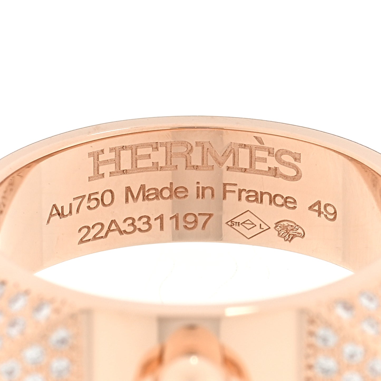 18K Rose Gold Diamond PM Collier de Chien Ring 49 5