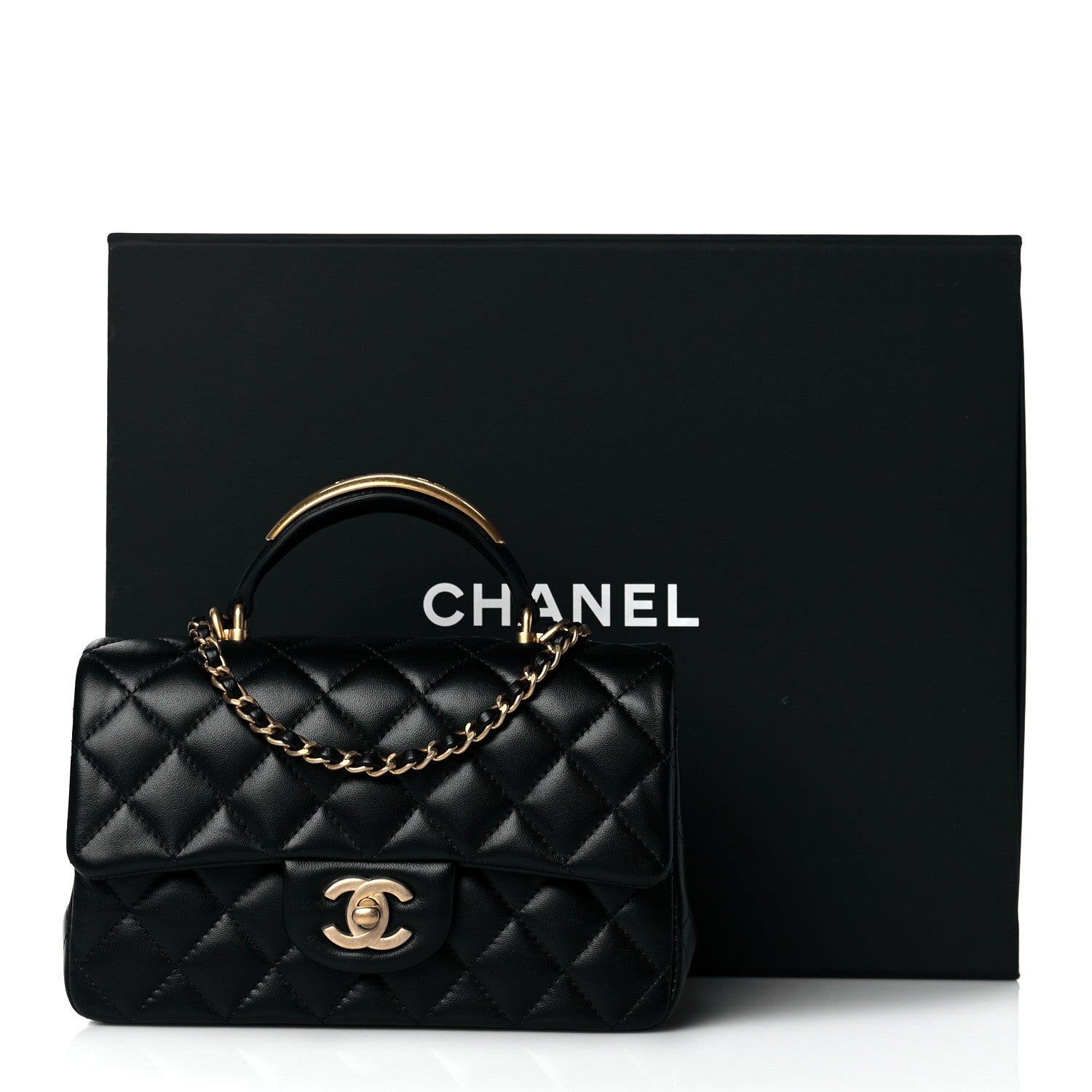 Chanel Lambskin Quilted Metal Mini Top Handle Rectangular Flap Black 11 of 11