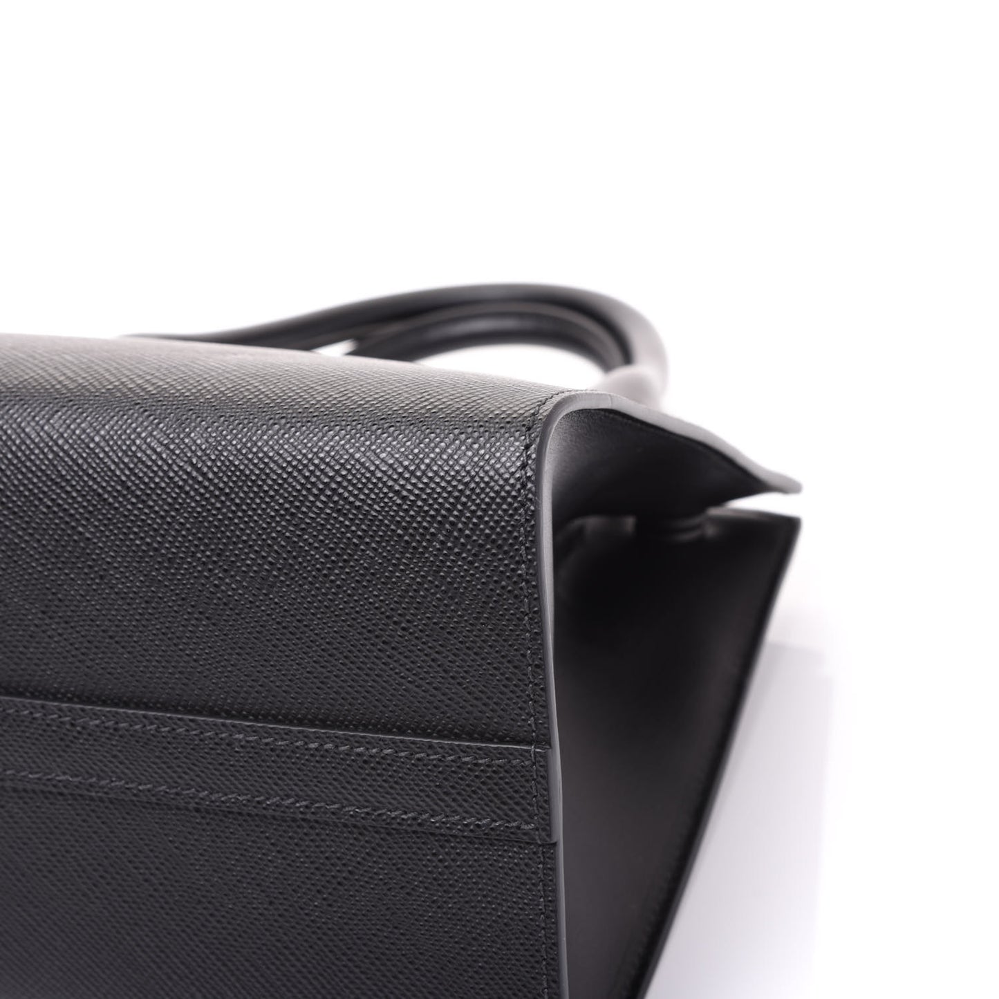 Saffiano Cuir Calfskin Small Monochrome Top Handle Tote Black