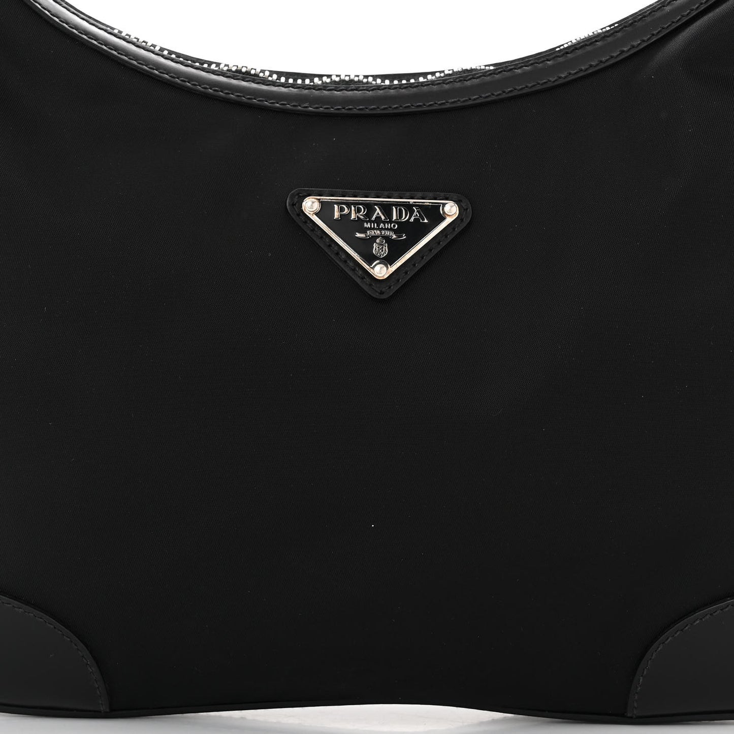 Tessuto Nylon Calfskin Chain Shoulder Bag Black