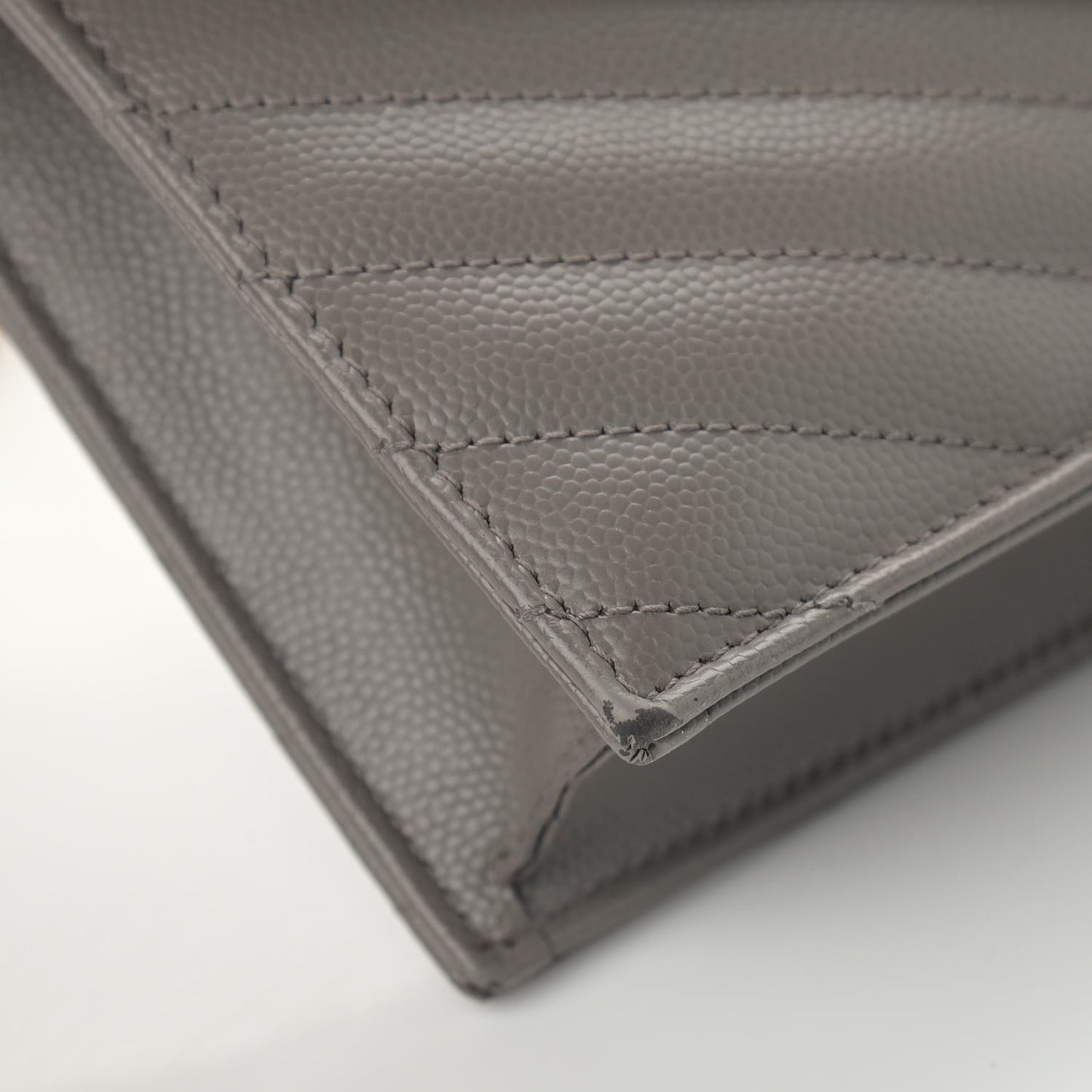 Grain De Poudre Matelasse Chevron Monogram Envelope Chain Wallet Coal