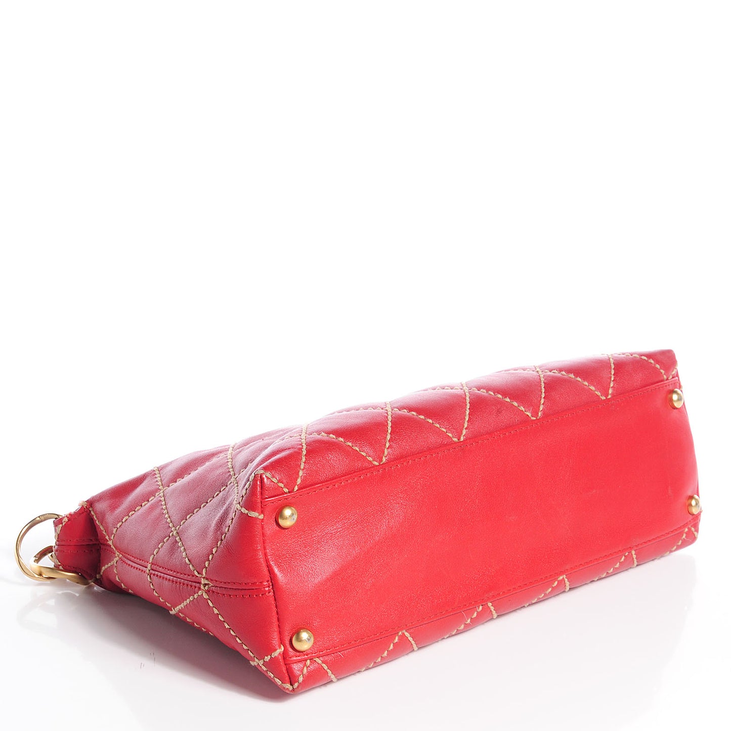 Leather Quilted Surpique Hobo Red