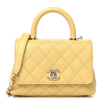 Chanel Caviar Quilted Extra Mini Coco Handle Flap Yellow 1 of 9