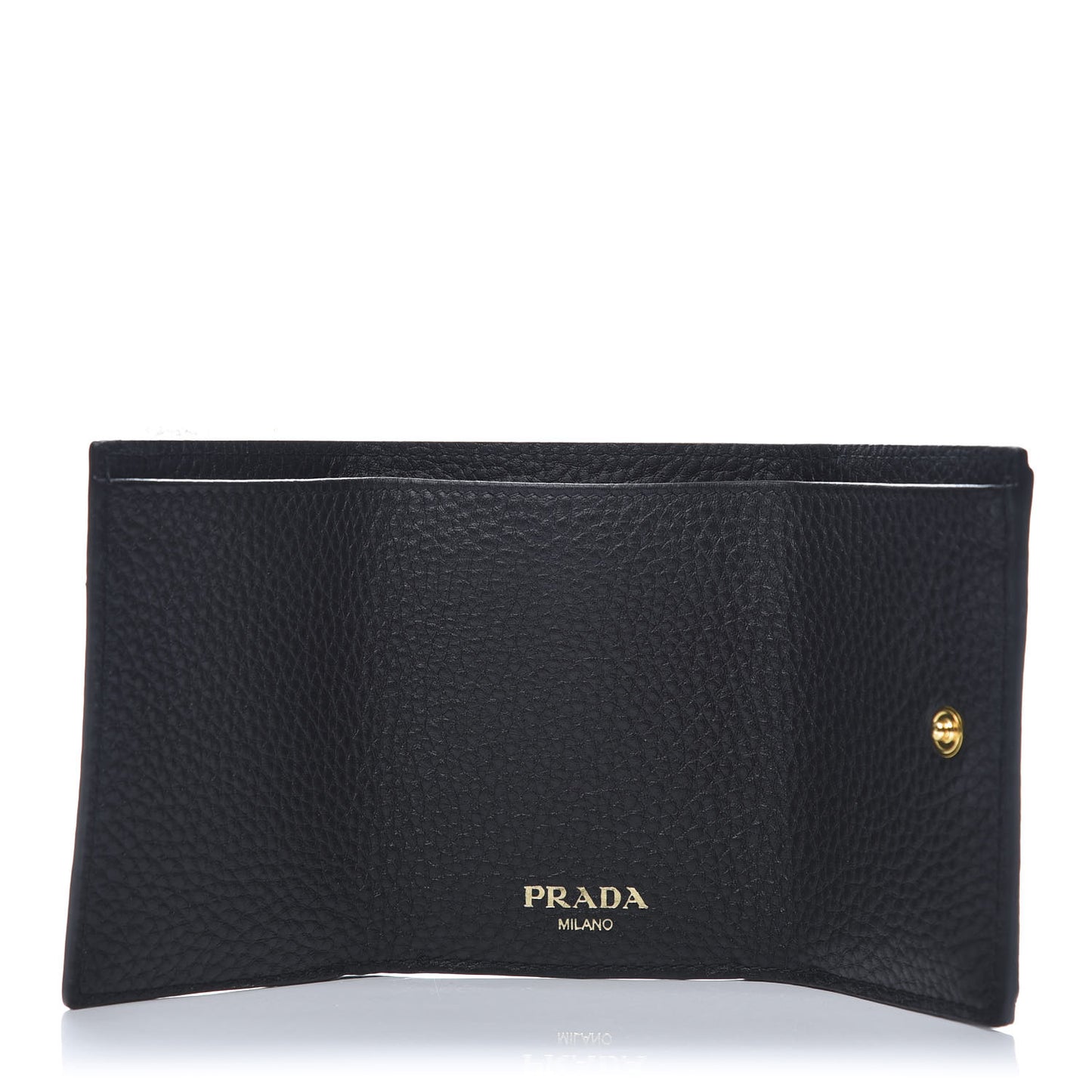 Vitello Grain Small Tri-Fold Wallet Black