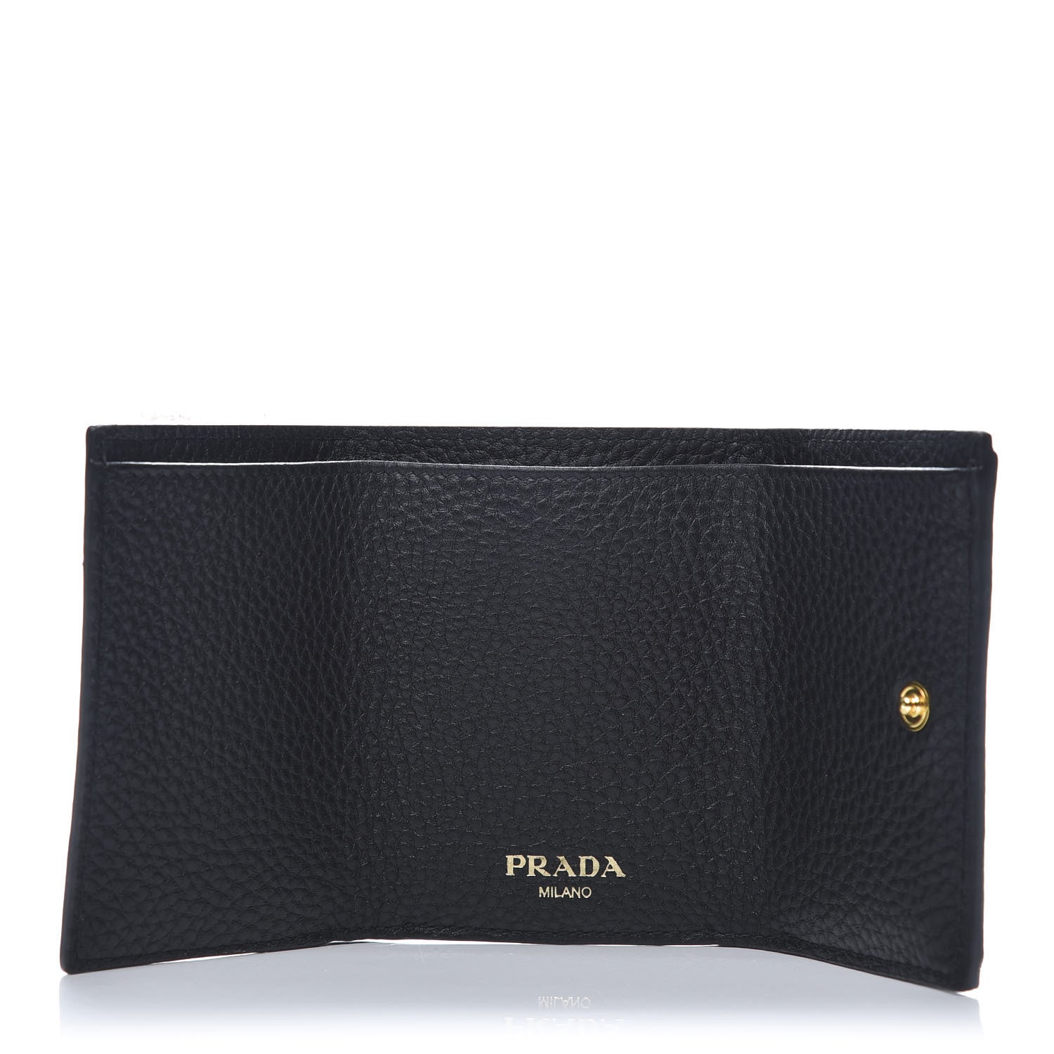 Prada Vitello Grain Small Tri-Fold Wallet Black 5 of 9