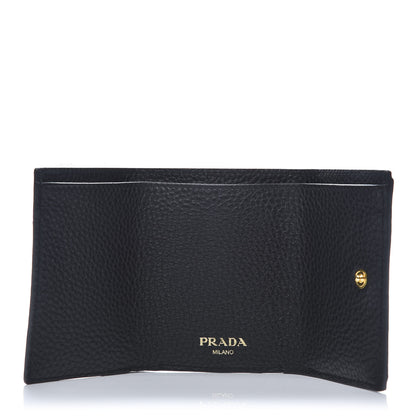 Prada Vitello Grain Small Tri-Fold Wallet Black 5 of 9