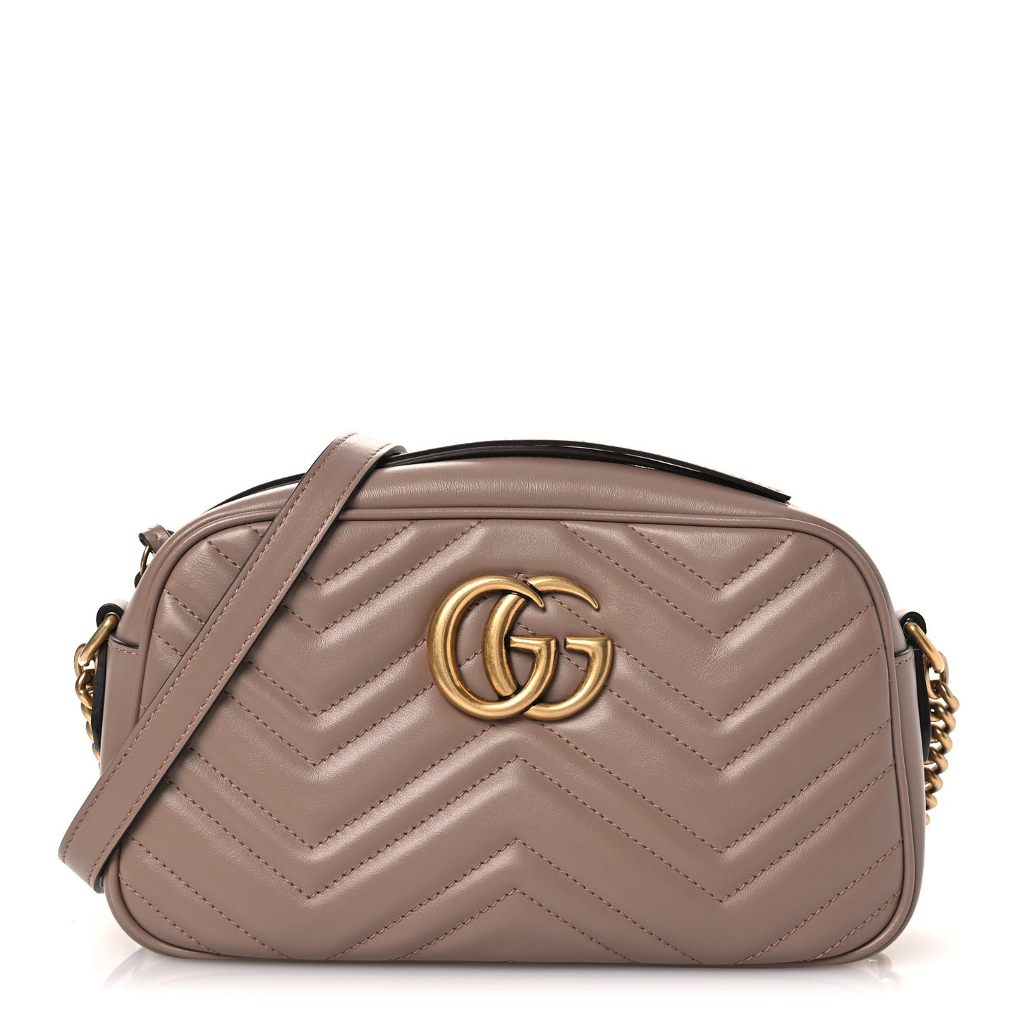Calfskin Matelasse Small GG Marmont Chain Shoulder Bag Porcelain Rose