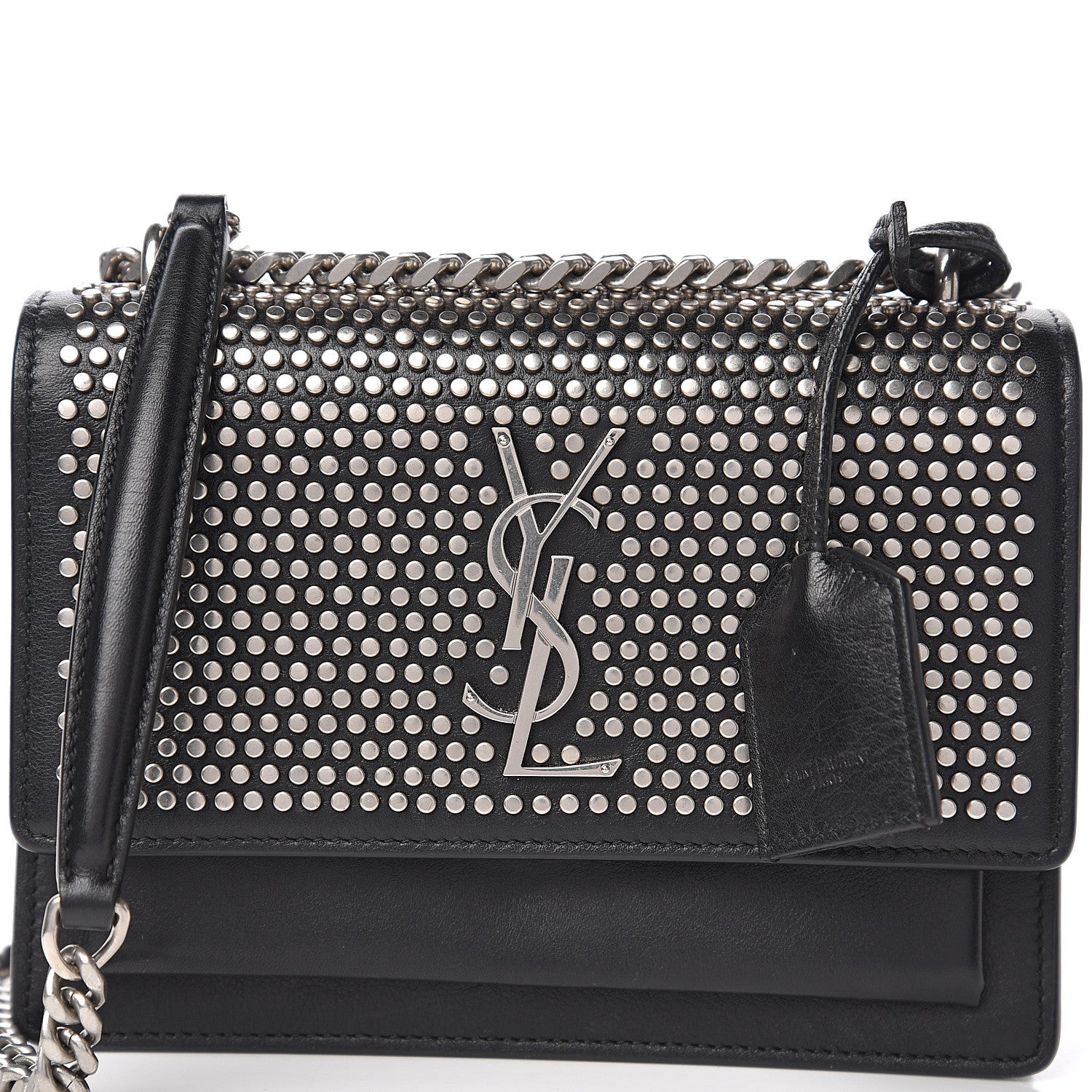 Saint Laurent Calfskin Studded Small Monogram Sunset Black 12 of 12
