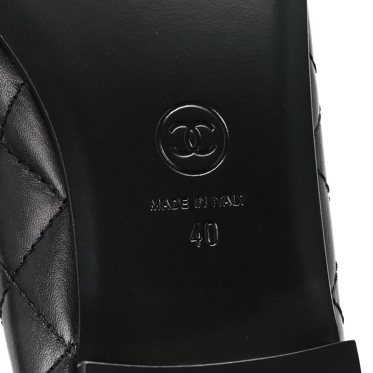 Chanel Aged Calfskin Quilted CC Cap Toe Ballerina Flats 40 Black 6 of 10
