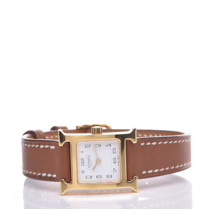Hermes Stainless Steel Barenia 17.2mm Heure H Hour Quartz Watch Fauve 3 of 9