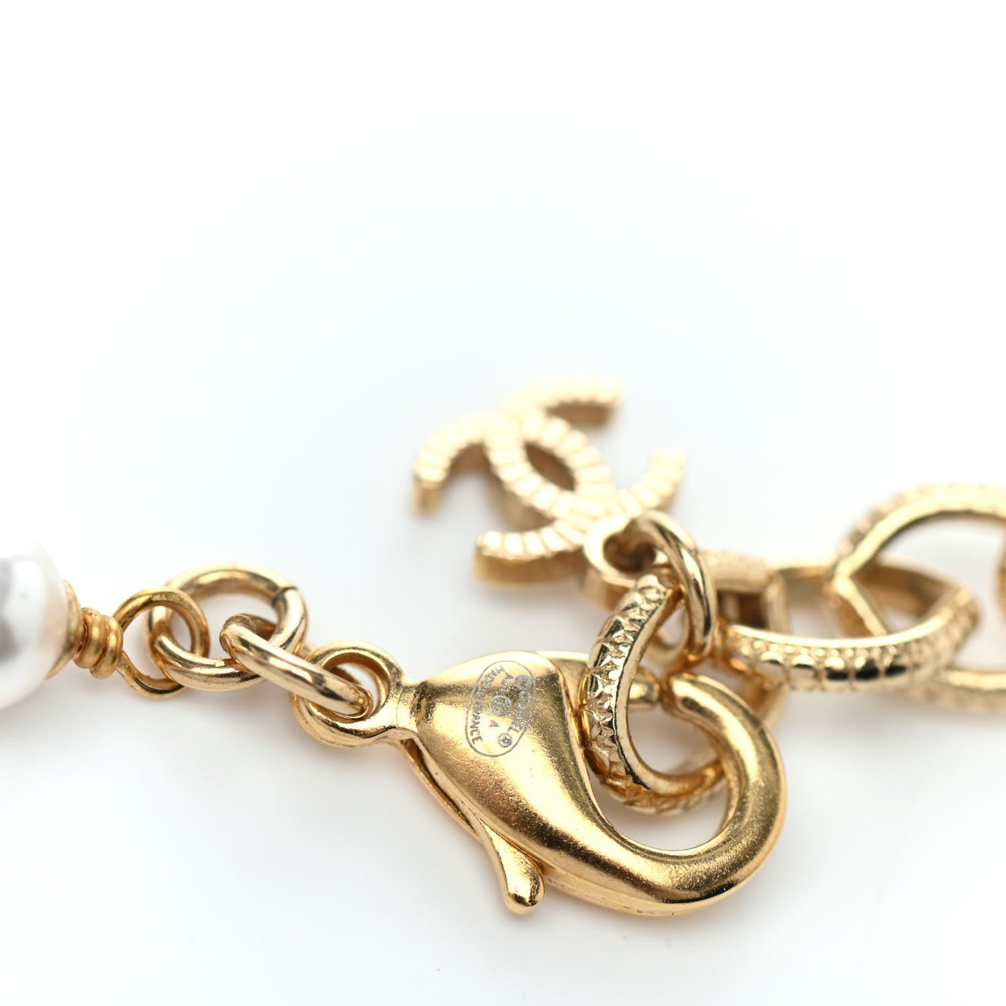 Crystal Pearl CC Short Necklace Gold