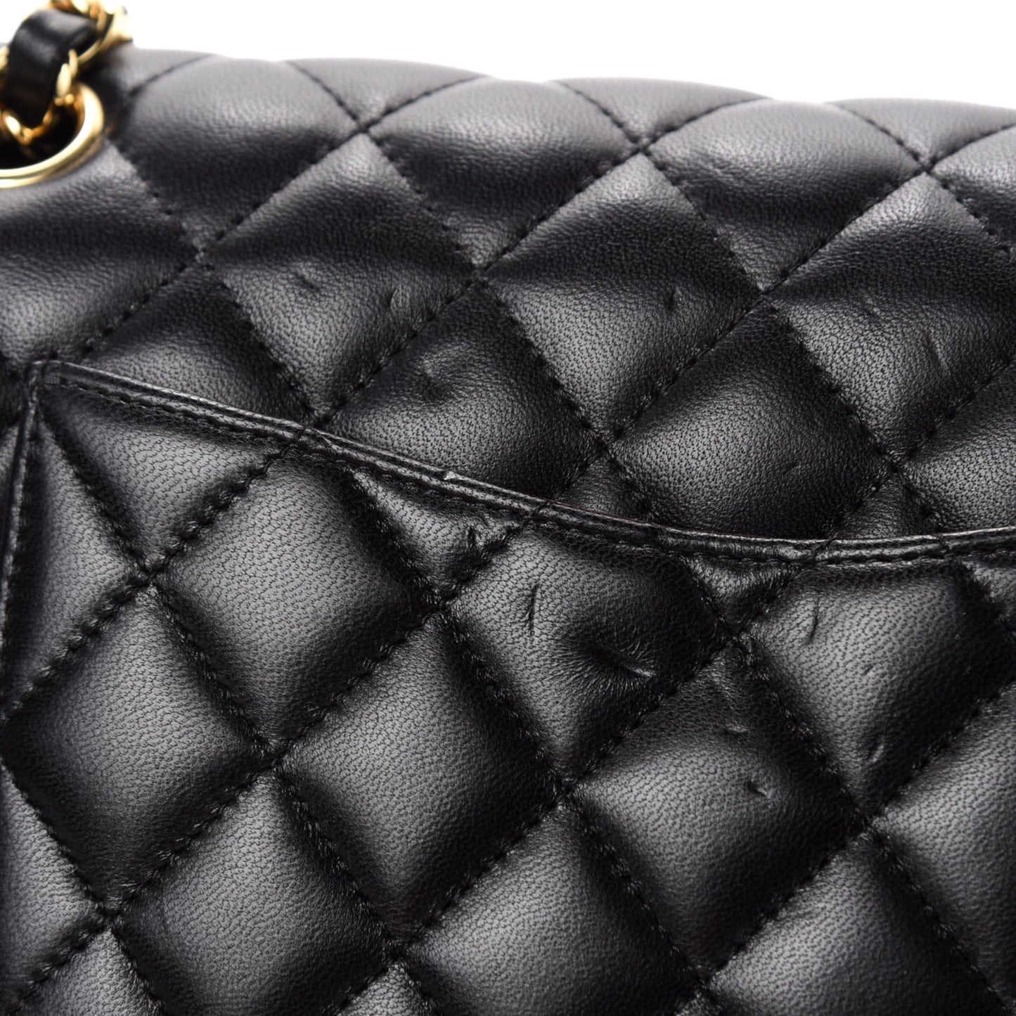 Lambskin Quilted Medium Double Flap Black