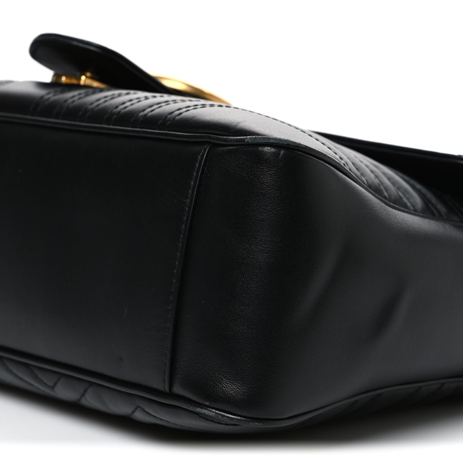 Gucci Calfskin Matelasse Medium GG Marmont Shoulder Bag Black 10 of 12