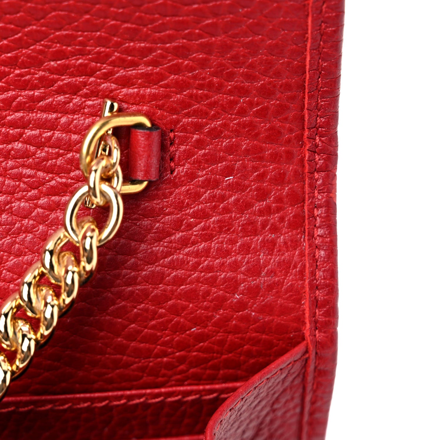 Gucci Dollar Calfskin Mini GG Marmont Chain Wallet Hibiscus Red 12 of 15