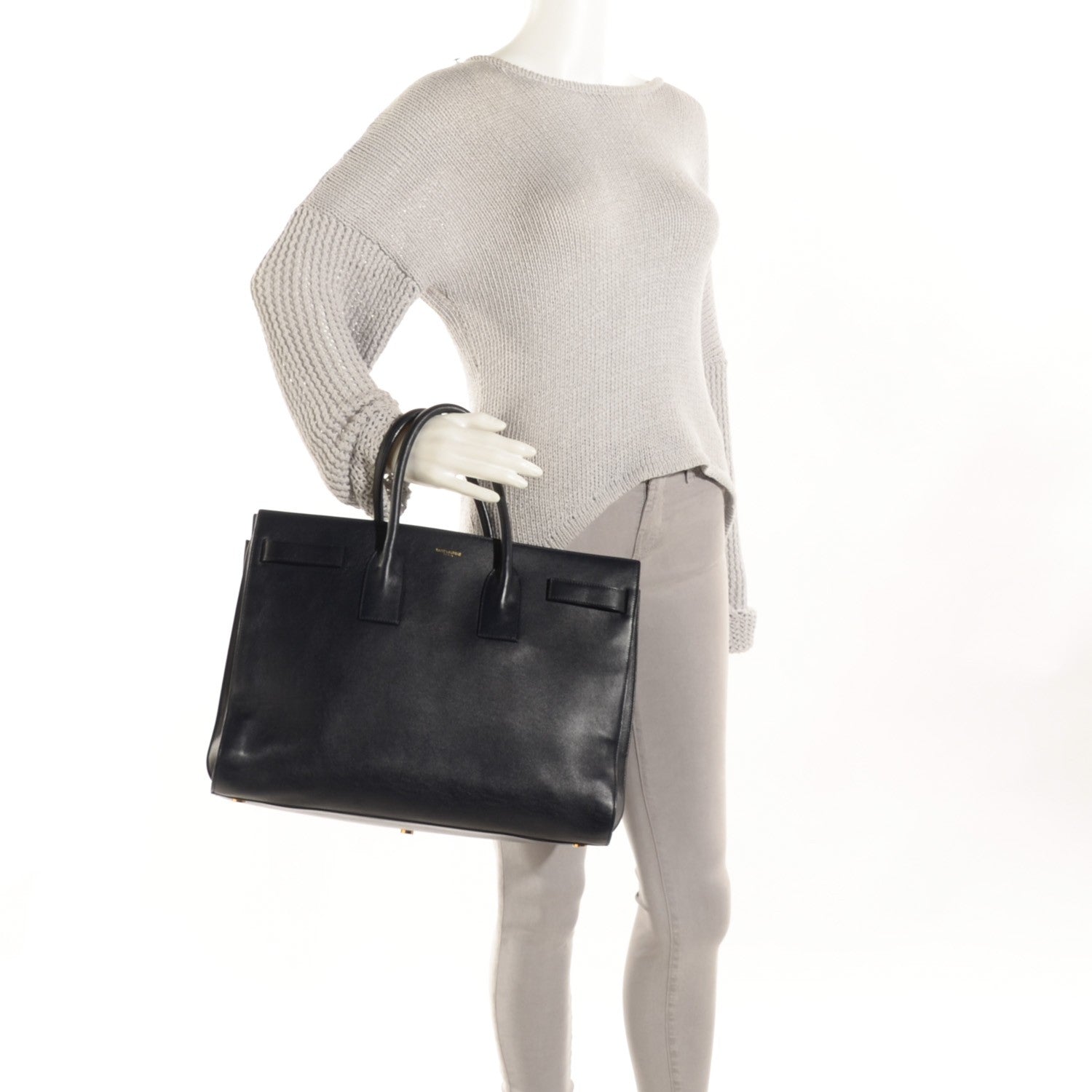 Saint Laurent Calfskin Large Sac de Jour Carryall Navy Blue 2 of 8