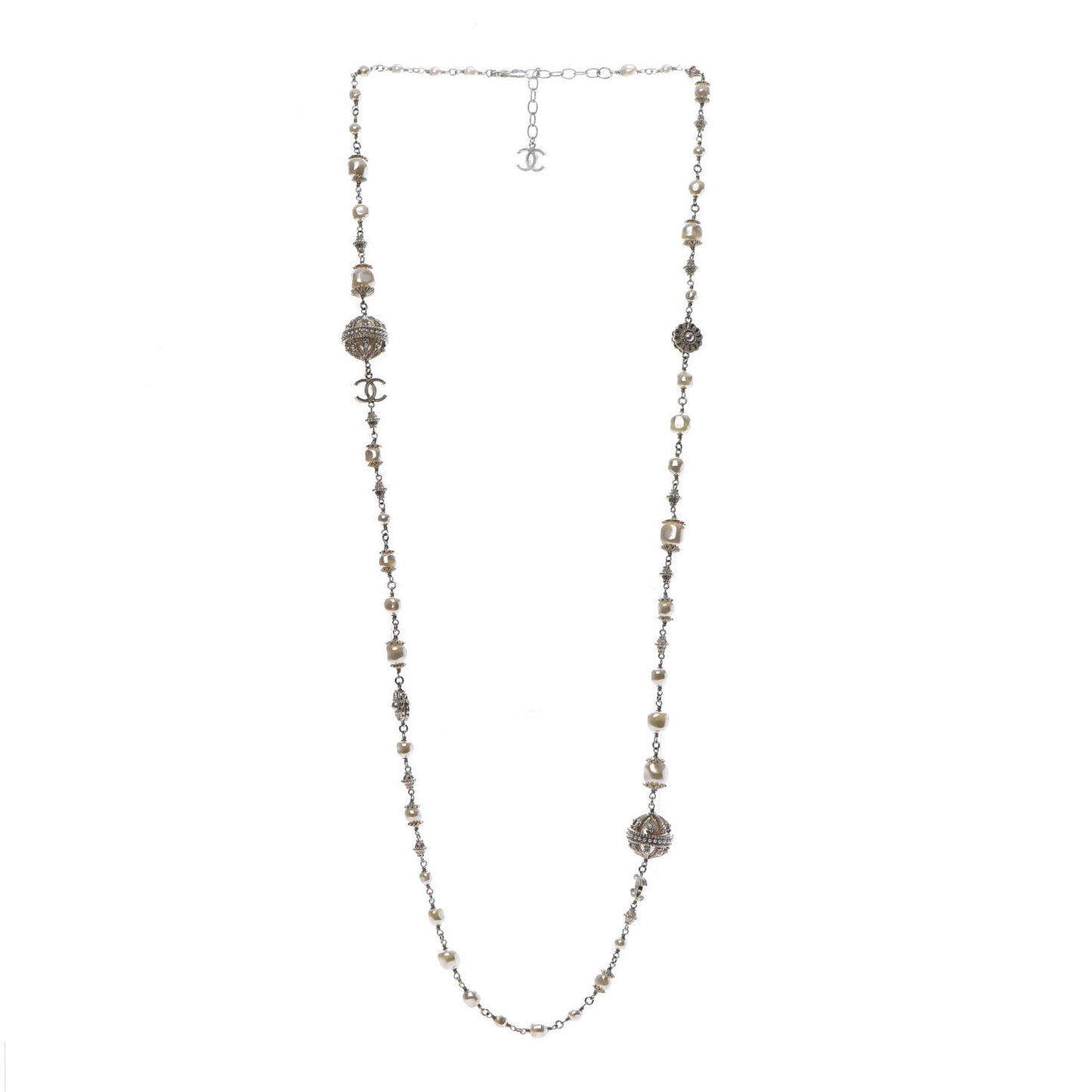 Pearl CC Long Necklace Gold