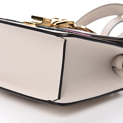 Gucci Calfskin Embroidered Mini Sylvie Top Handle Bag White 9 of 10
