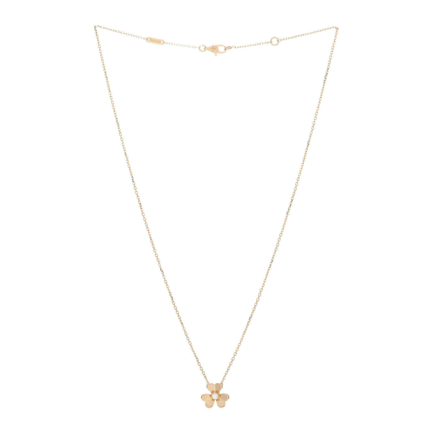 Van Cleef & Arpels 18K Yellow Gold Diamond Mini Frivole Pendant Necklace 4 of 5