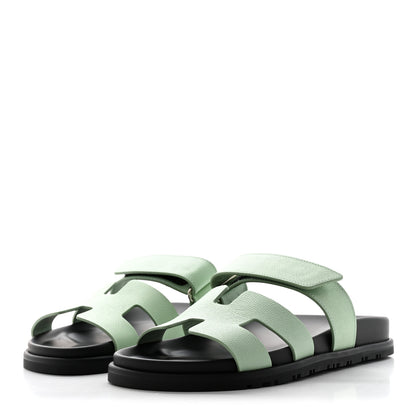 Hermes Epsom Womens Chypre Sandals 37 Vert Jade 3 of 10