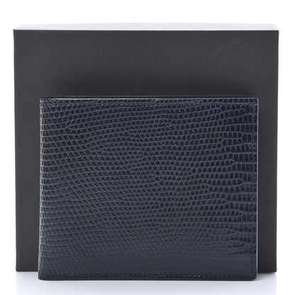 Bottega Veneta Lizard Bi-Fold Wallet Navy Blue 8 of 8