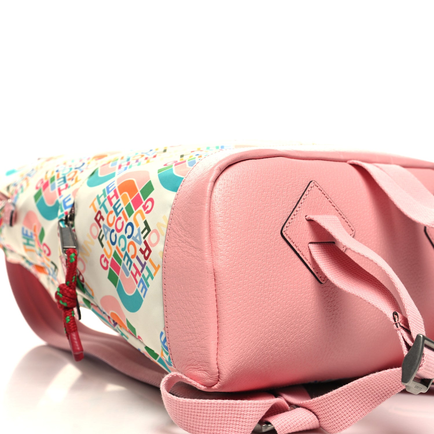 Gucci X THE NORTH FACE Econyl Nylon Medium Backpack Ivory Turquoise Wild Rose 10 of 11