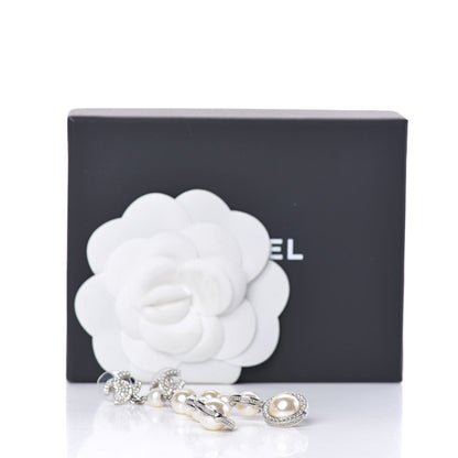 Chanel Crystal Pearl CC Drop Earring Silver 5 of 5
