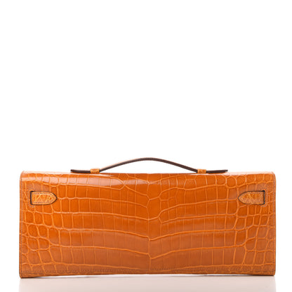 Hermes Shiny Niloticus Crocodile Kelly Cut Pochette Pain D'Epice 3 of 22