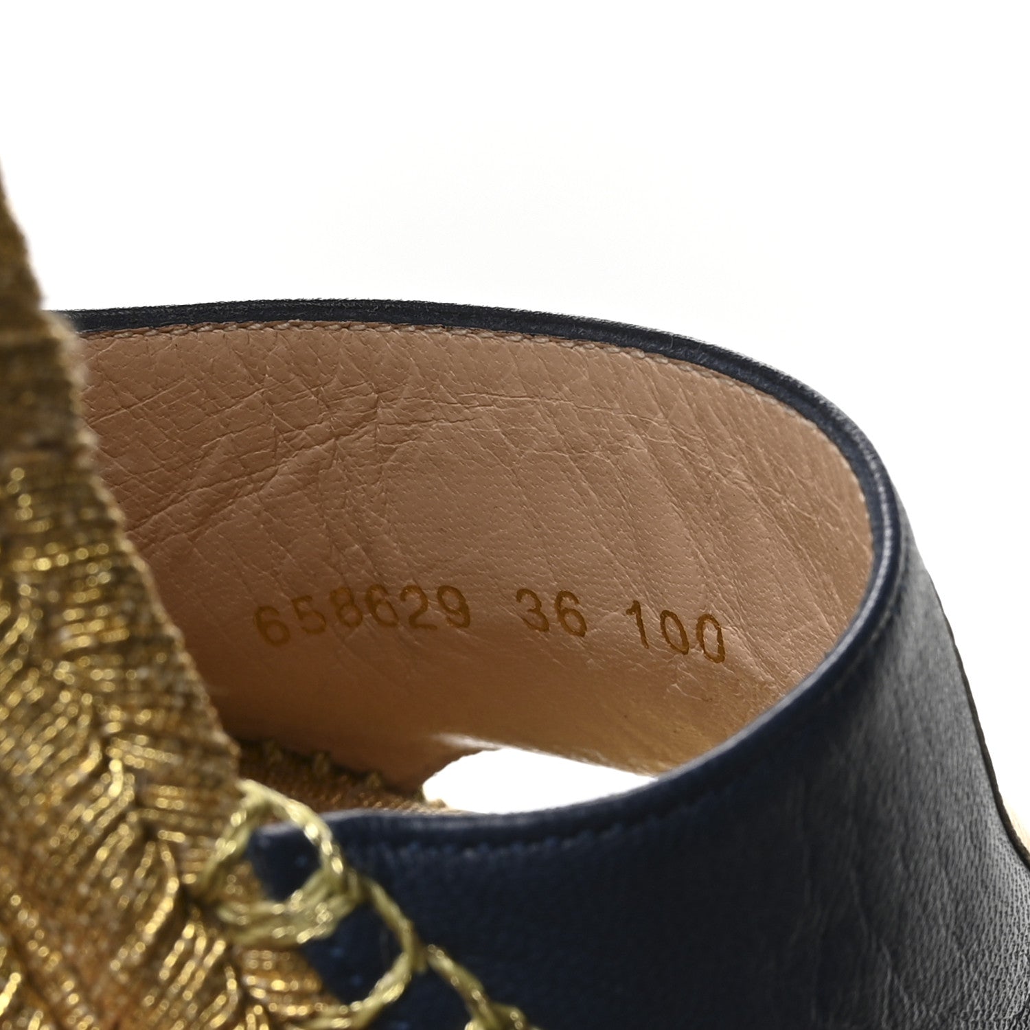 Gucci Calfskin Espadrille Platform 95 Wedge Sandals 36 Blu Agata Oro Vecchi 8 of 8