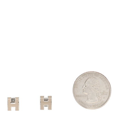Hermes Palladium Lacquered Mini Pop H Earrings Marron Glace 2 of 5