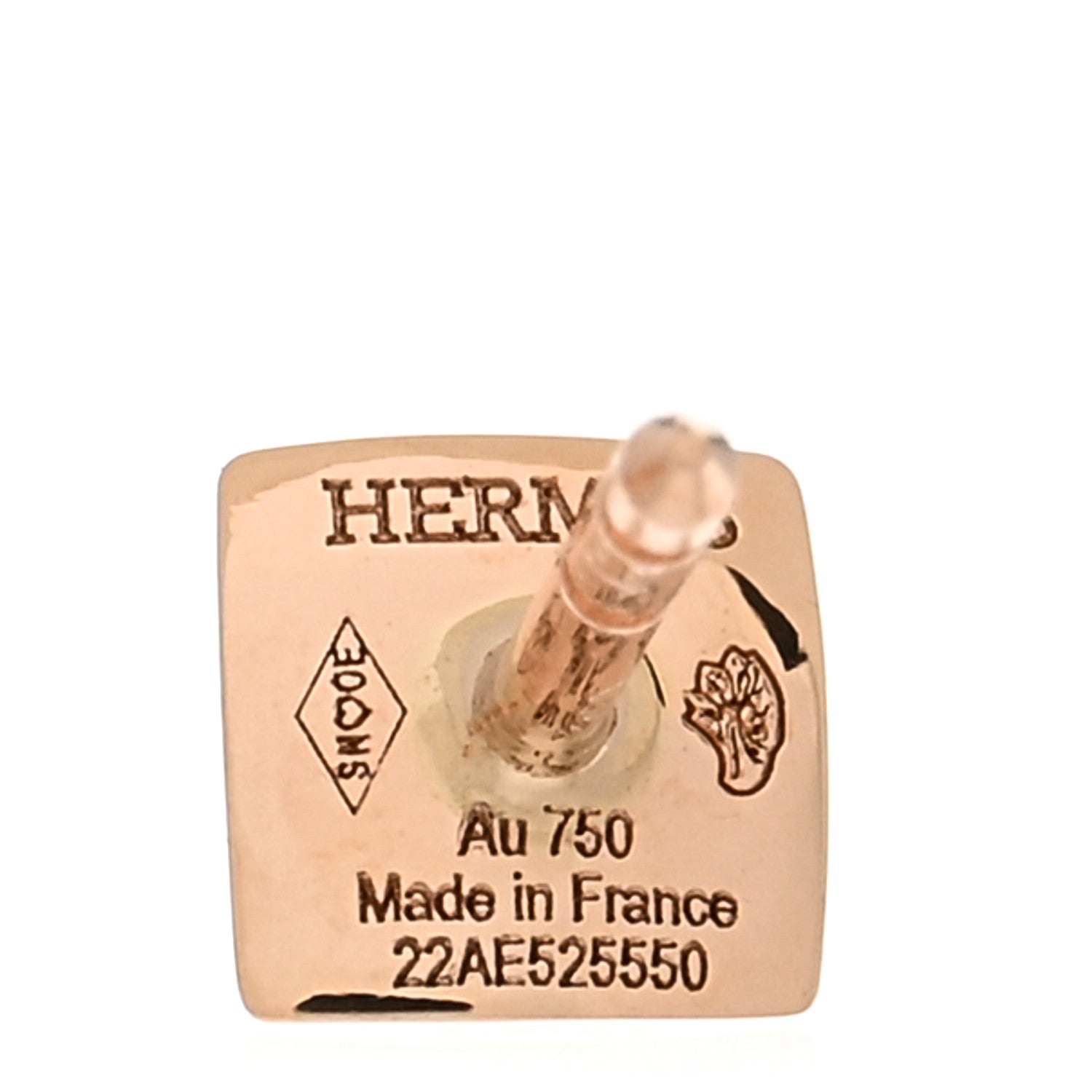 Hermes 18K Rose Gold Diamond Clou d'H Stud Earrings 4 of 5