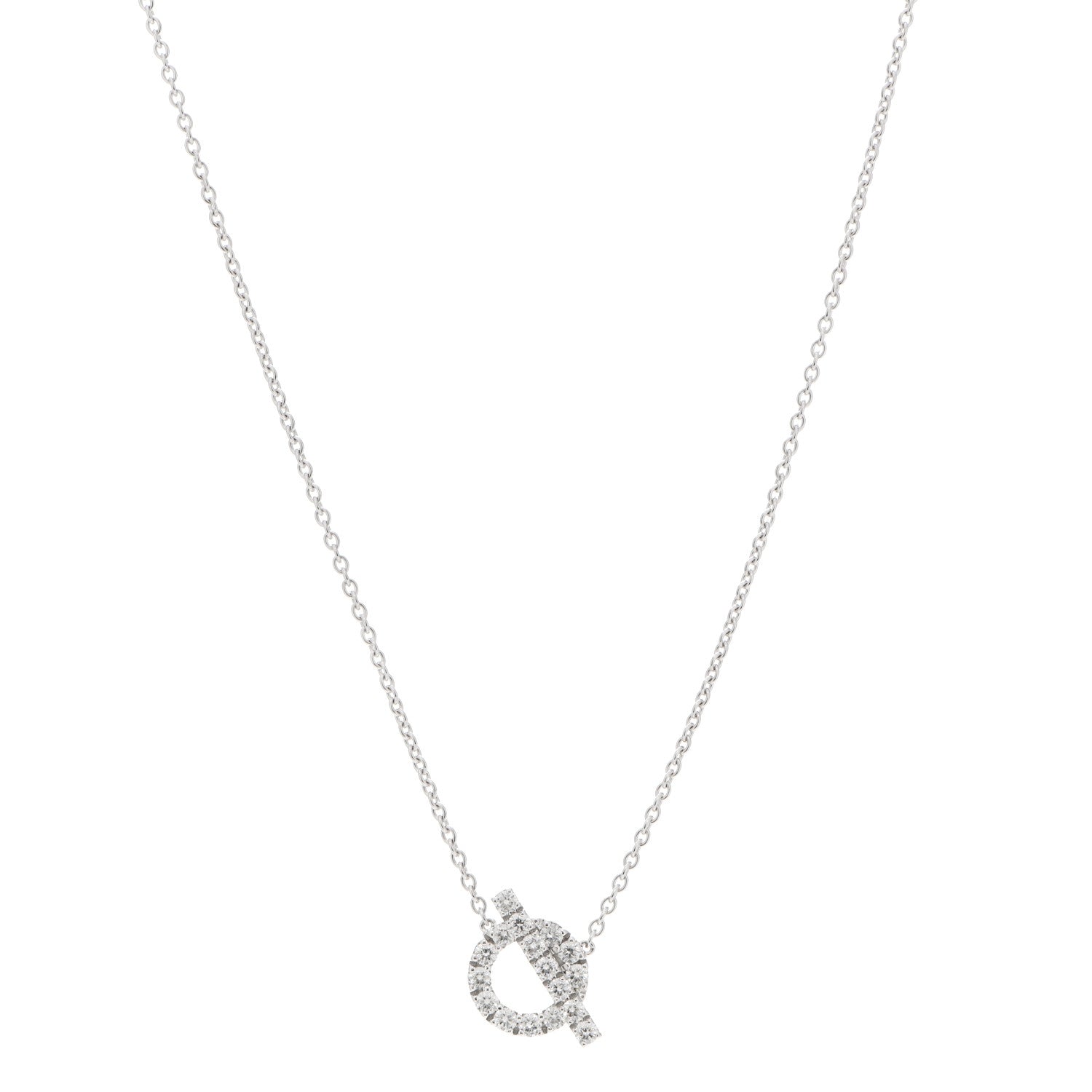Hermes 18K White Gold Diamond Finesse Pendant Necklace 1 of 5