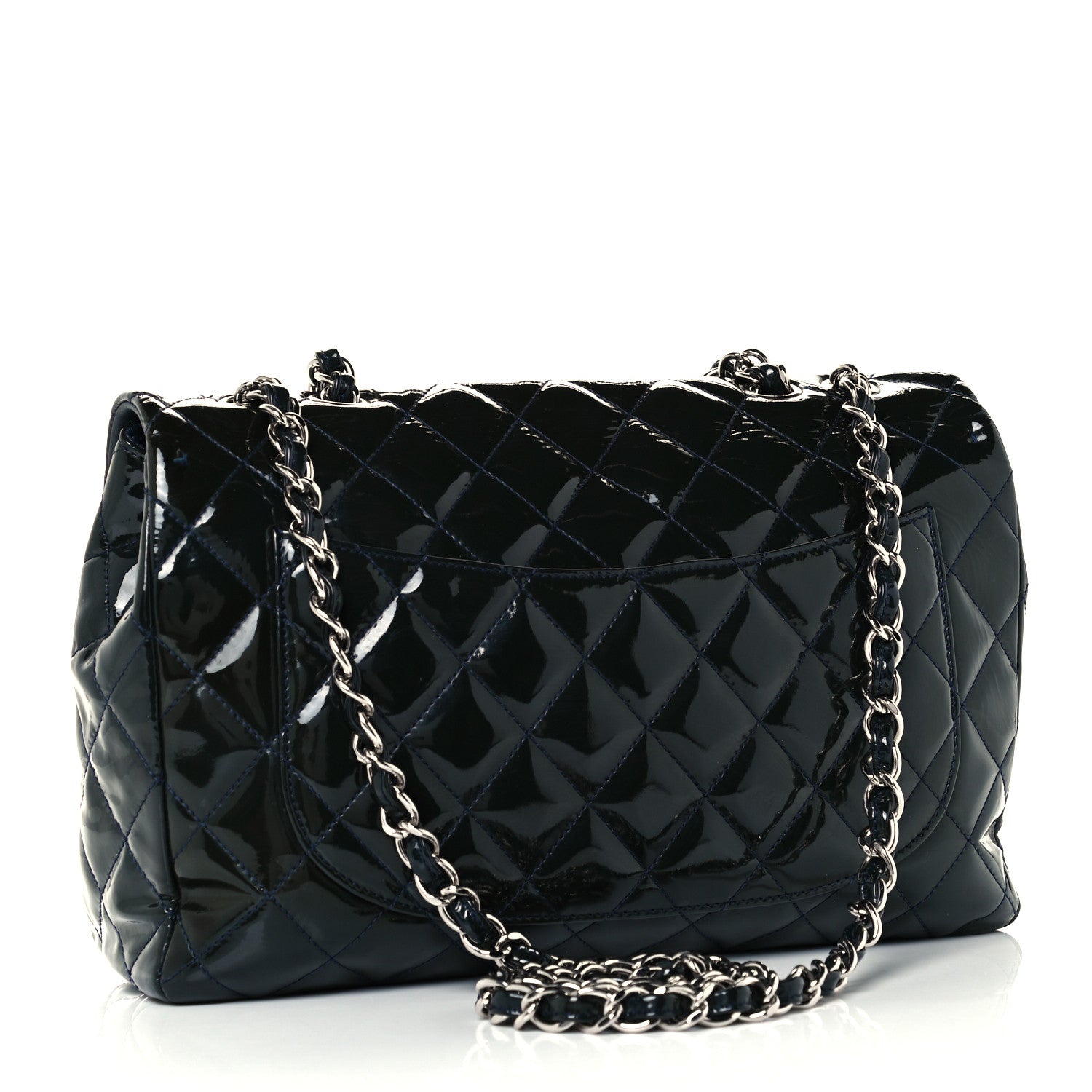 Chanel Patent Quilted Jumbo Single Flap Navy 3 of 18