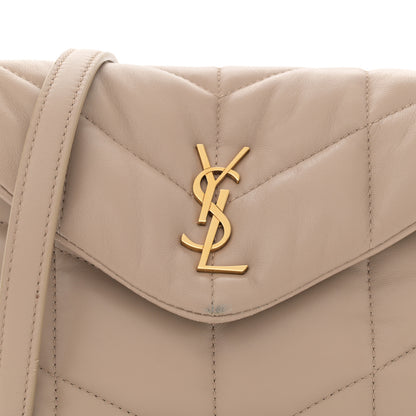 Saint Laurent Lambskin Quilted Toy Loulou Puffer Monogram Chain Satchel Dark Beige 8 of 14
