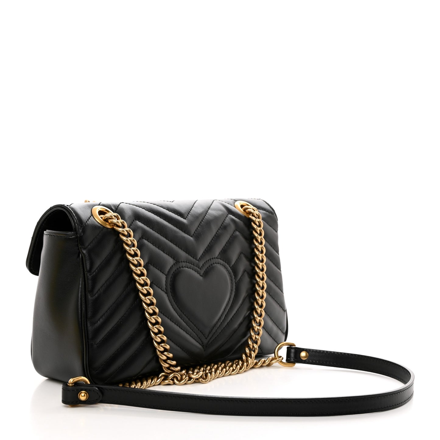 Calfskin Matelasse Small GG Marmont Shoulder Bag Black