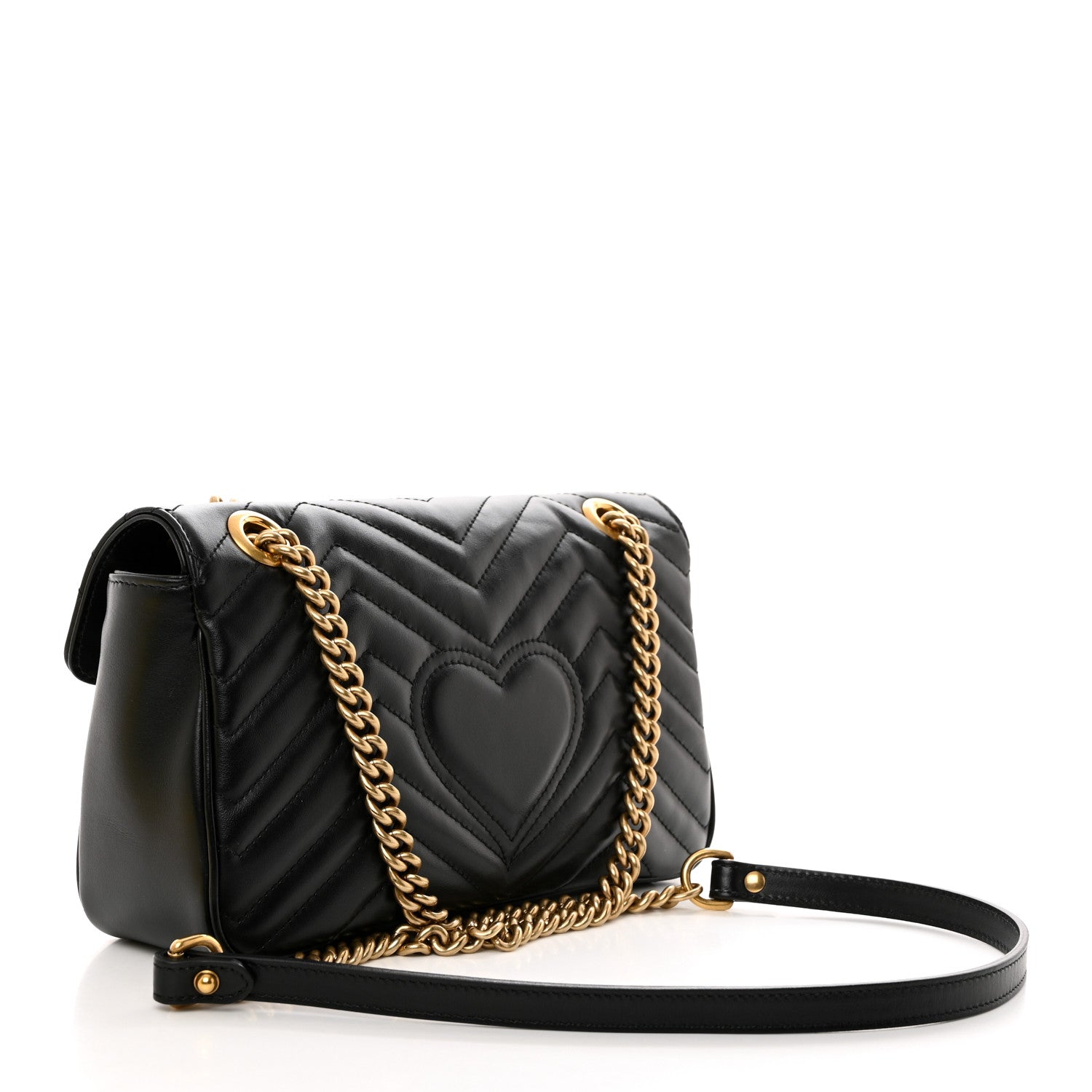 Gucci Calfskin Matelasse Small GG Marmont Shoulder Bag Black 3 of 10