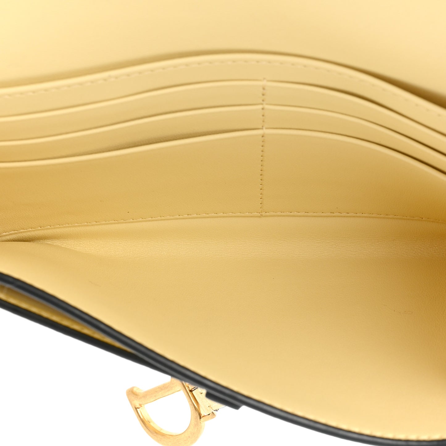 Goatskin Saddle Long Wallet With Chain Pastel Yellow