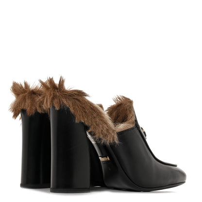 Gucci Malaga Kid Fur Princetown High Heel Mules 40 Black Naturale 4 of 7