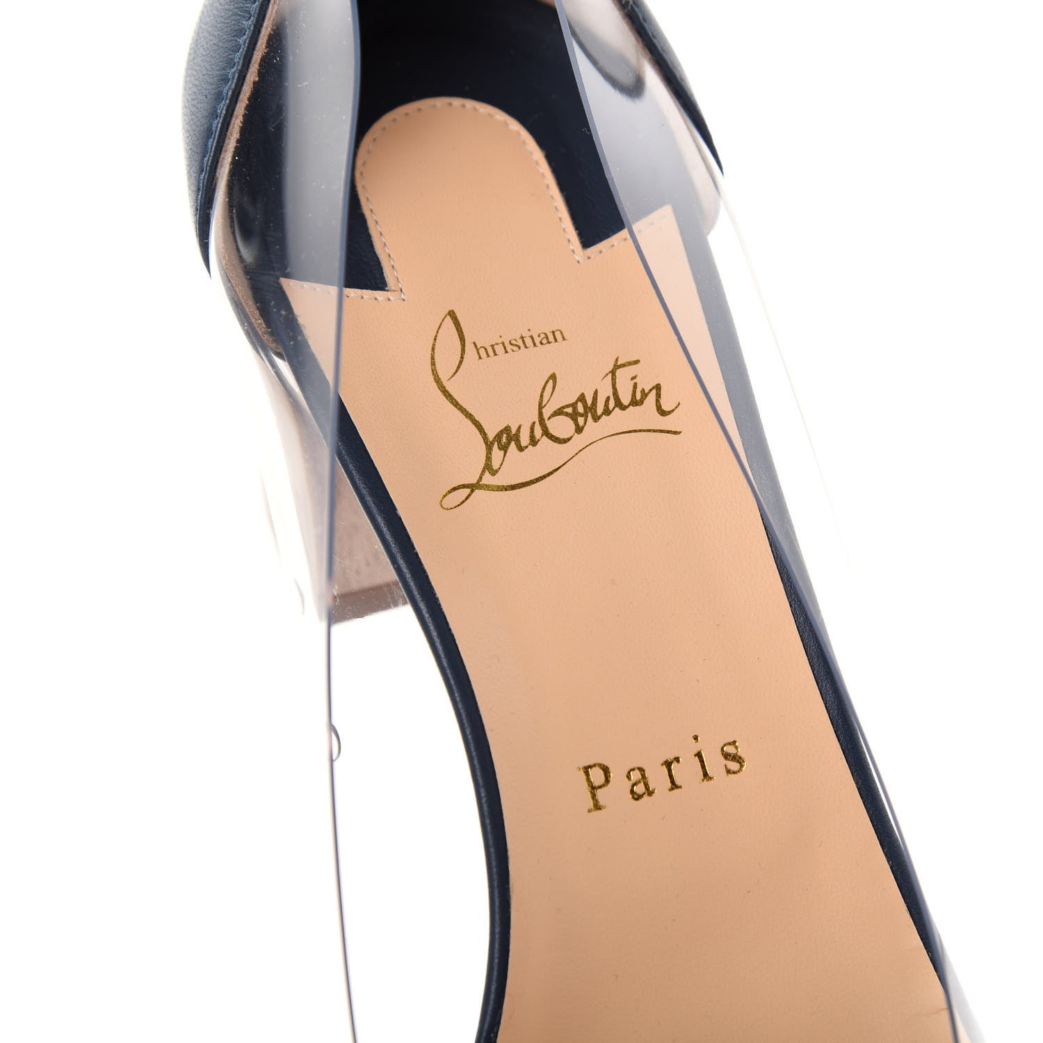 Christian Louboutin Nappa PVC Grandola 55 Wood Heel 40 Navy 8 of 9
