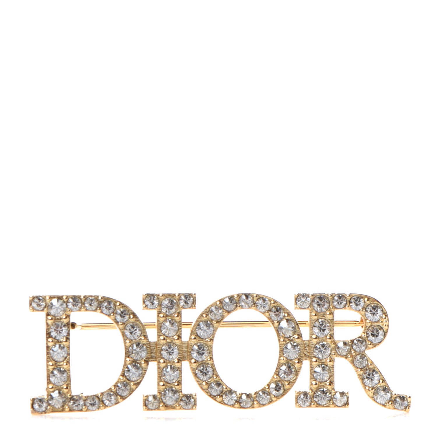 Christian Dior Crystal Dior Logo Brooch Gold 1 of 3