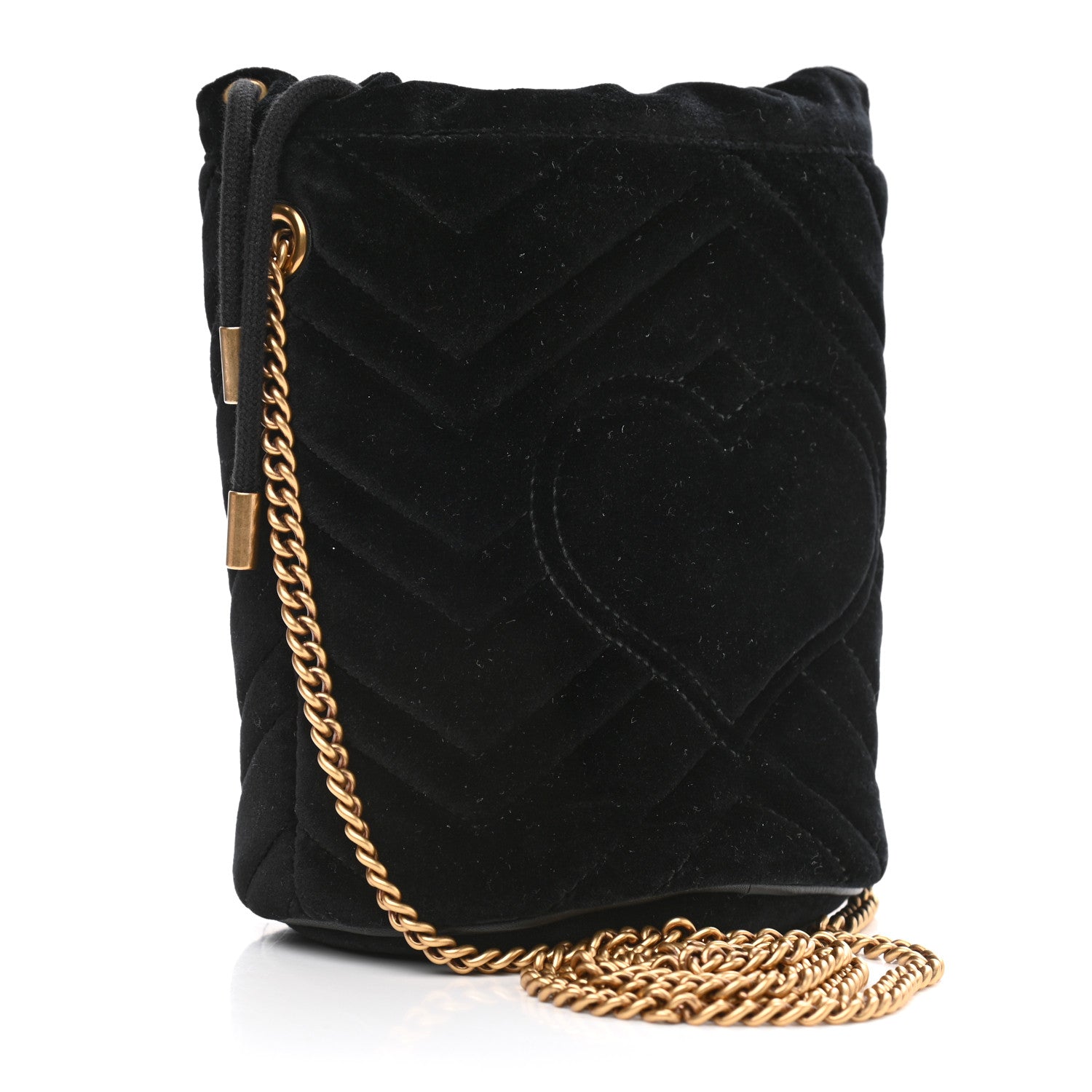 Gucci Velvet Matelasse Mini GG Marmont 2.0 Bucket Bag Black 3 of 8